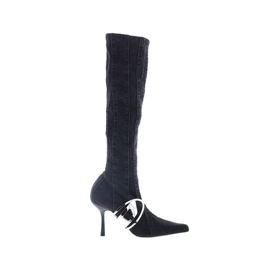 Diesel D-Eclipse KBT Y03222-P0585-H1939 Womens Black Canvas Knee High Boots